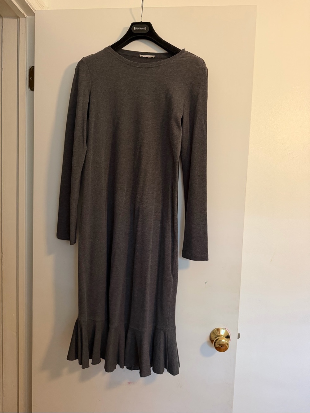 Zara Charcoal Crewneck Longsleeve Dress